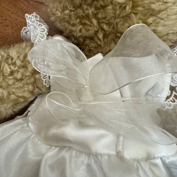Build-A-Bear Workshop Teddy Bear Plush w/ White Wedding Lace Dress 16” Bow Back - Picture 12 of 14